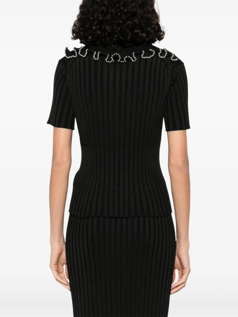 Jil Sander ribbed-knit polo top - Black