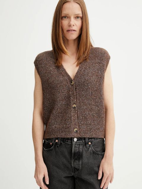 Marc O'Polo kamizelka z domieszką wełny damski kolor brązowy 5000006803