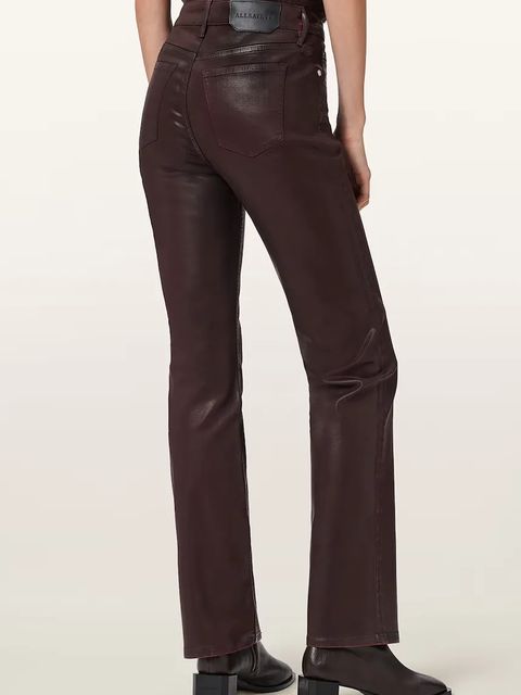 AllSaints spodnie damskie kolor bordowy szerokie high waist W093ED - zdjęcie produktu nr 2