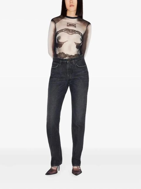 Jean Paul Gaultier logo-patch high-waist straight-leg jeans - Black - zdjęcie produktu nr 2