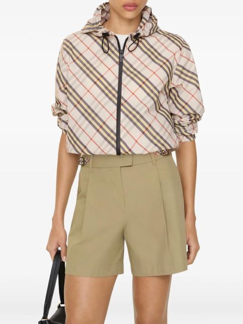 Burberry check trim cotton poplin shorts - Neutrals - zdjęcie produktu nr 2