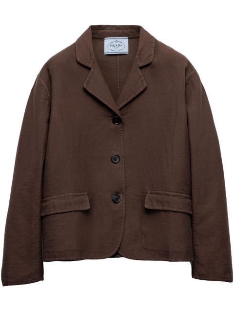 Prada single-breasted cotton jacket - Brown - zdjęcie produktu nr 1