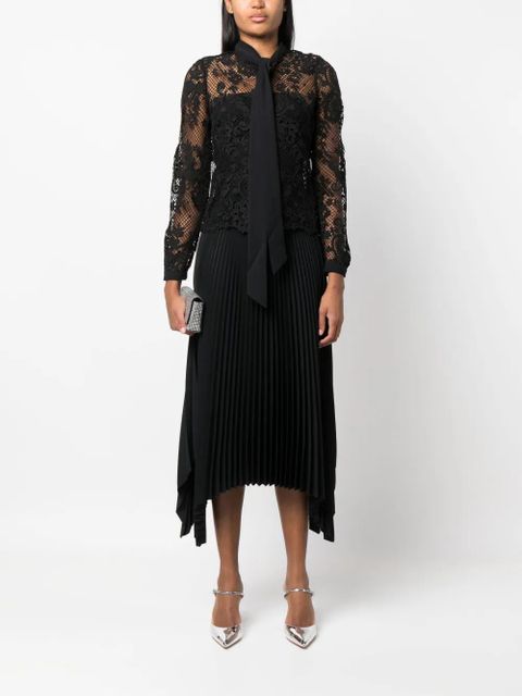 Self-Portrait pussy-bow lace shirt - Black - zdjęcie produktu nr 2