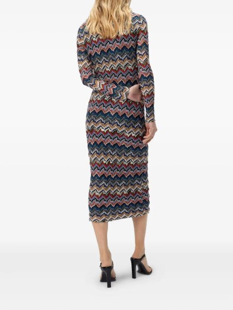 Missoni geometric-pattern long-sleeve dress - Blue