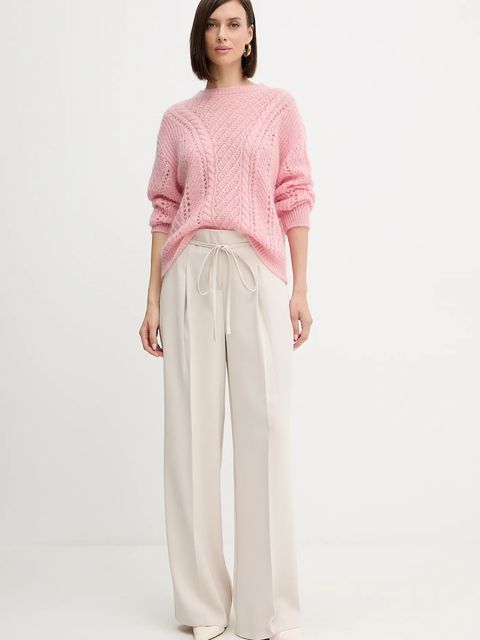 Twinset sweter z wełną damski kolor różowy lekki 252TT3201