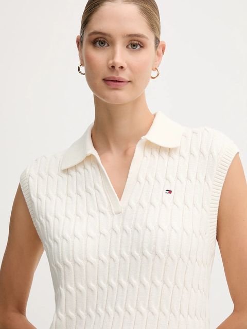 Tommy Hilfiger kamizelka bawełniana damski kolor biały lekki WW0WW45655