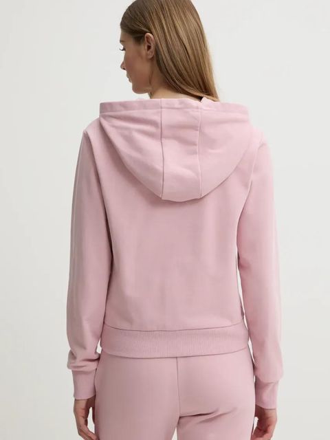 Guess bluza SOFIA damska kolor różowy z kapturem gładka O5RQ02 KCO31