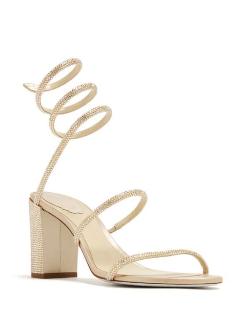 René Caovilla Cleo 80mm crystal-embellished sandals - Neutrals