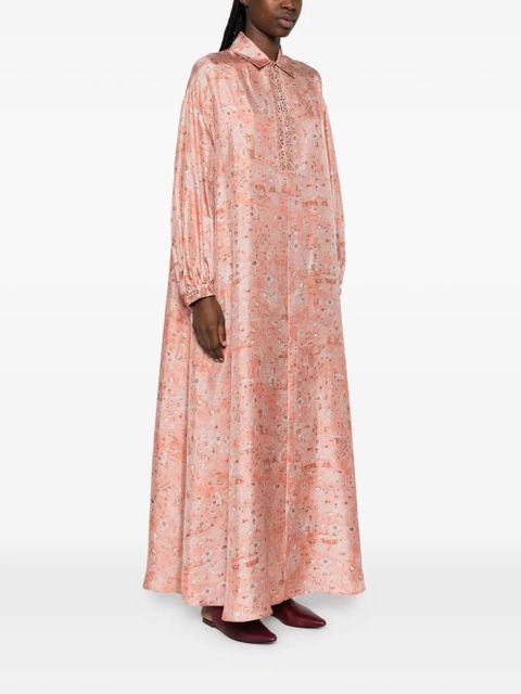 Max Mara embelished-collar printed dress - Pink
