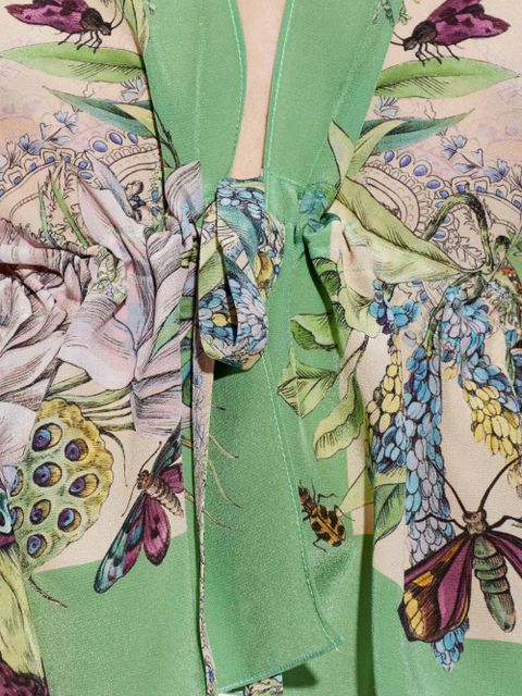 ETRO tie-front floral-print blouse - Neutrals