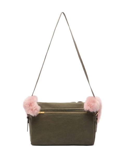 Blumarine faux fur-trim embroidered shoulder bag - Green - zdjęcie produktu nr 2