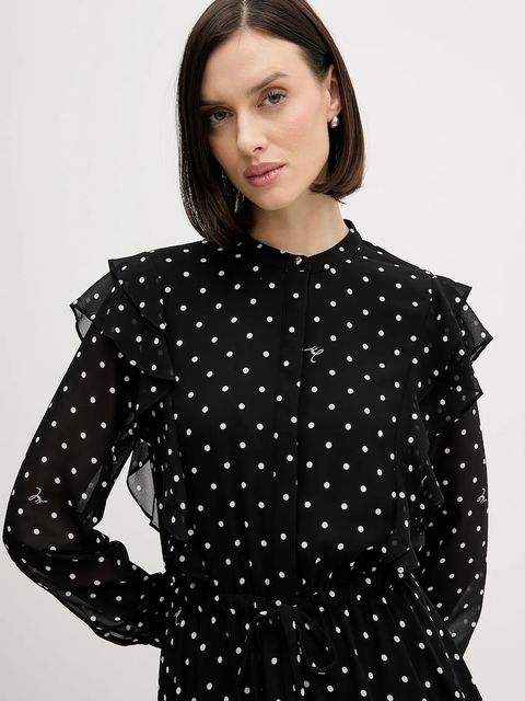 Joop! sukienka kolor czarny midi rozkloszowana 30100092