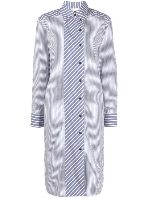 GANNI striped shirt dress - Blue