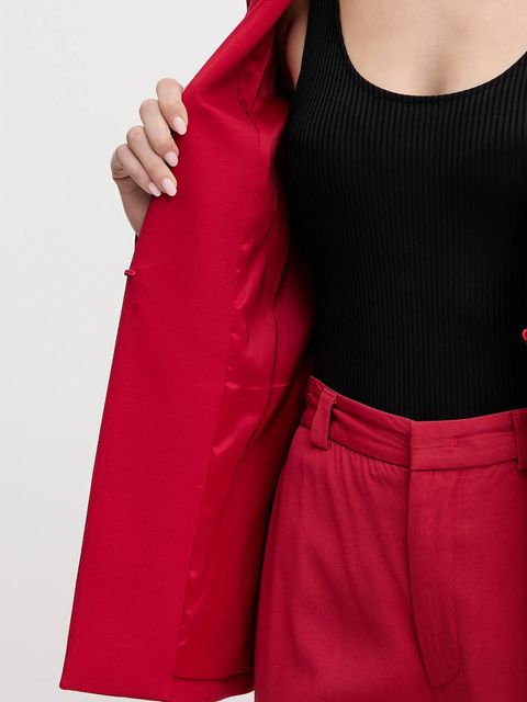 Twinset marynarka kolor czerwony jednorzędowa gładka 252TP2600