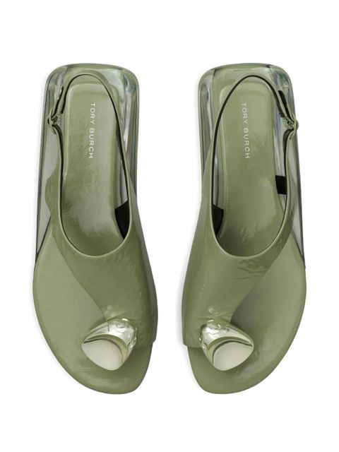 Tory Burch Patos asymmetric slingback sandals - Green