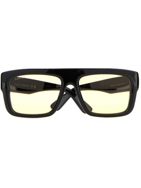 Gucci Eyewear logo-engraved rectangle-frame sunglasses - Black