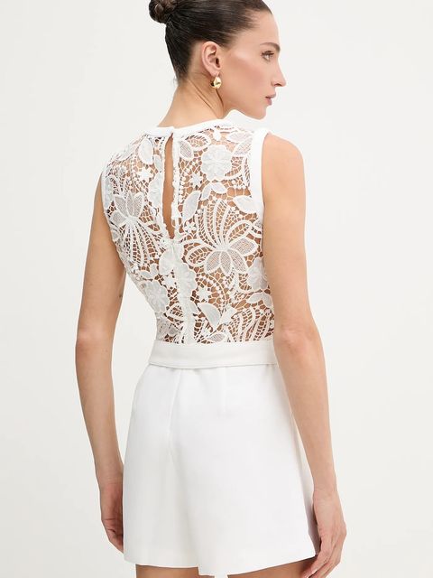 Morgan kombinezon kolor biały z dekoltem okrągłym SHIKOU