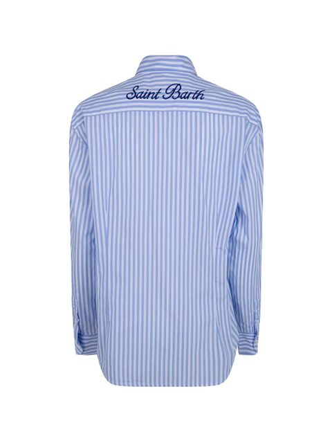 MC2 Saint Barth Meredith vertical-stripe logo-embroidered shirt - Blue - zdjęcie produktu nr 2