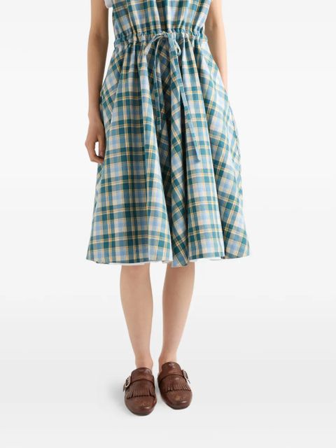 Prada embroidered checked cotton dress - Green