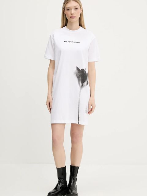 Karl Lagerfeld Jeans sukienka bawełniana kolor biały mini prosta A3W13006