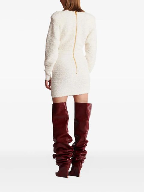 Balmain button-embellished tweed mini dress - White