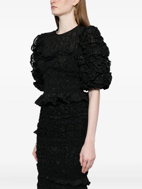 Cecilie Bahnsen ruffled-detail organza top - Black