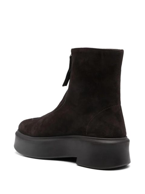 The Row zipped suede boot - Brown