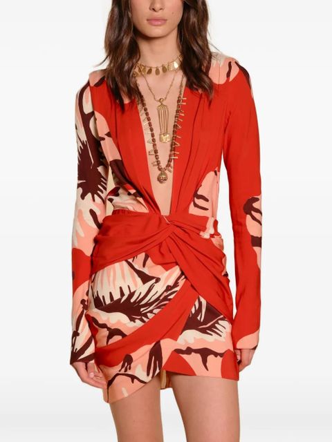 Johanna Ortiz Gangaway floral-print twisted mini dress - Red - zdjęcie produktu nr 2