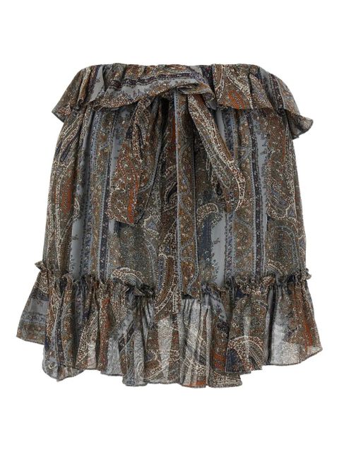 Saint Laurent paisley-print ruffled mini skirt - Blue - zdjęcie produktu nr 2