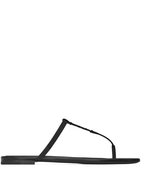 Saint Laurent Cassandra leather slides - Black