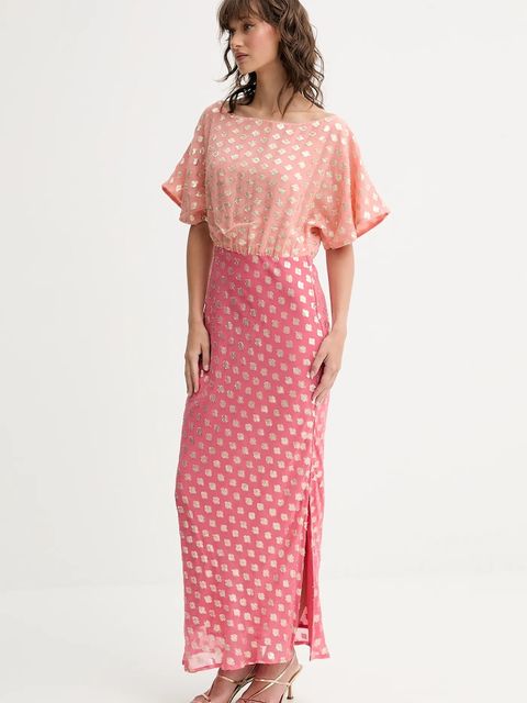 Never Fully Dressed sukienka kolor różowy maxi prosta NFDDR2090