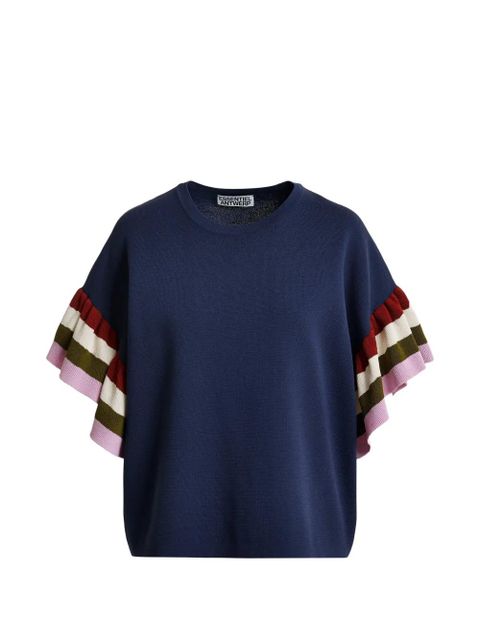 Essentiel Antwerp Januari ruffled-sleeve T-shirt - Blue - zdjęcie produktu nr 1