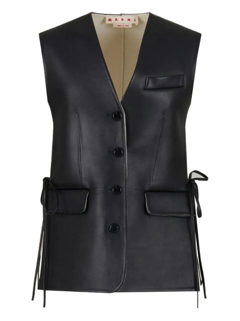 Marni front-button leather gilet - Black - zdjęcie produktu nr 1