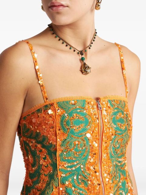 ETRO sequin-embroidered mini dress - Orange
