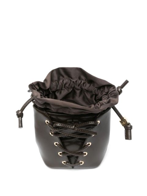 GANNI logo-embellished bucket bag - Brown