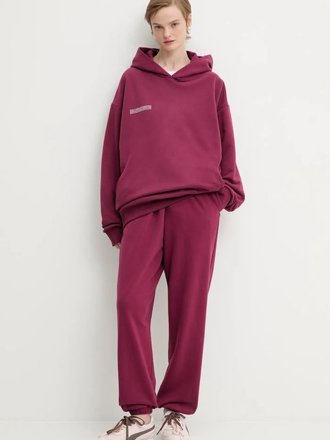 Pangaia spodnie dresowe bawełniane kolor bordowy gładkie 10000295