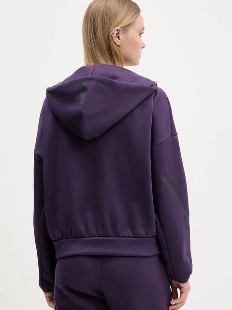 adidas bluza adidas x Z.N.E damska kolor fioletowy z kapturem z nadrukiem KC4569