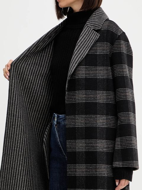 Twinset płaszcz dwustronny z wełną kolor czarny 252TP2080