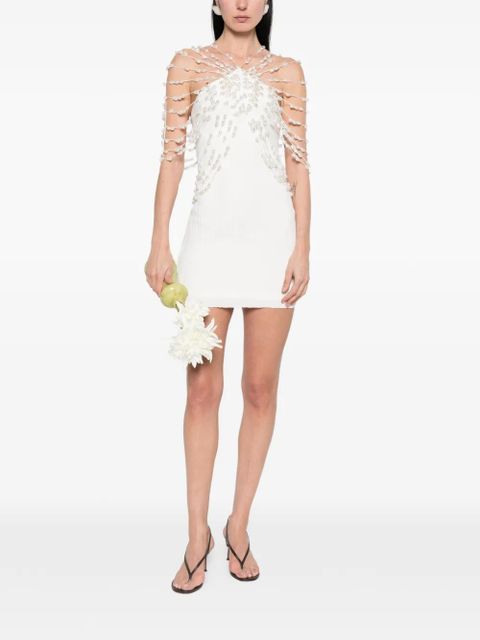 Cult Gaia Oliviana beaded ribbed mini dress - White