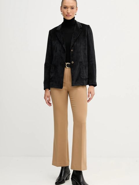 United Colors of Benetton marynarka sztruksowa kolor czarny jednorzędowa gładka 2Q5GDW03I