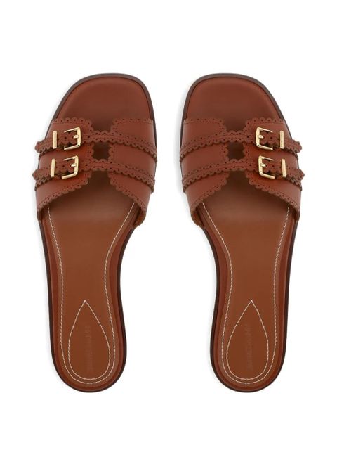 ZIMMERMANN Goldie buckles scalloped leather sandals - Brown - zdjęcie produktu nr 2