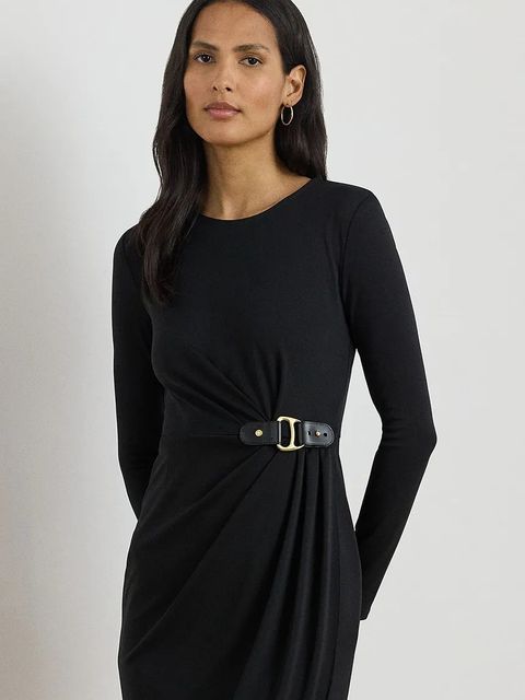 Lauren Ralph Lauren sukienka kolor czarny midi dopasowana 200980222