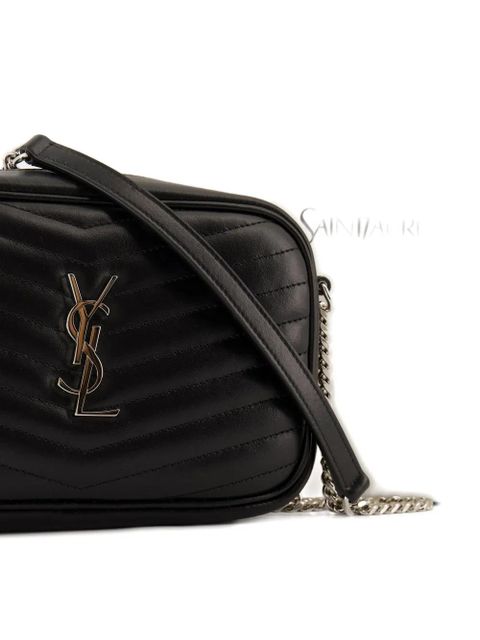 Saint Laurent mini Lou chevron logo shoulder bag - Black