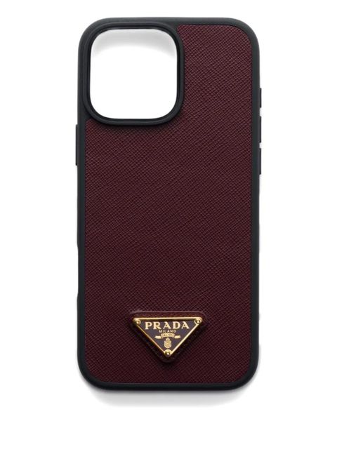 Prada Saffiano leather iPhone 16 Pro Max case - Red - zdjęcie produktu nr 1