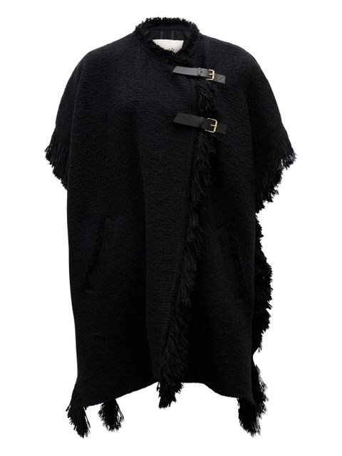 ISABEL MARANT fringed buckled poncho - Black
