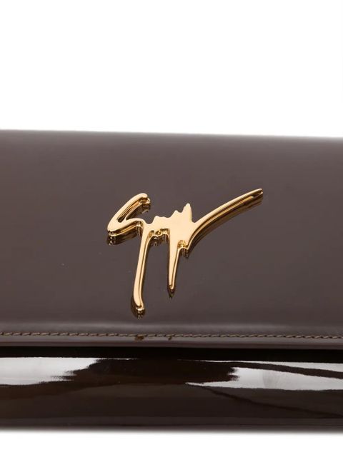 Giuseppe Zanotti patent-leather logo clutch bag - Brown