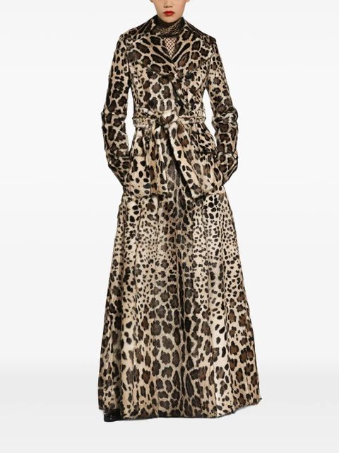 Dolce & Gabbana leopard-print trench coat - Neutrals