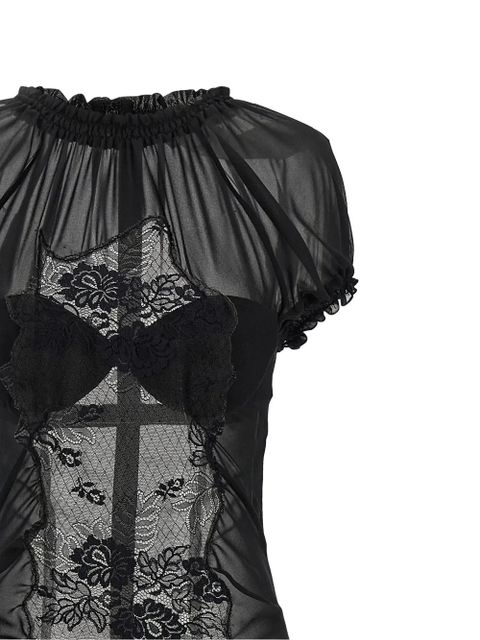 The Attico lace tulle midi dress - Black