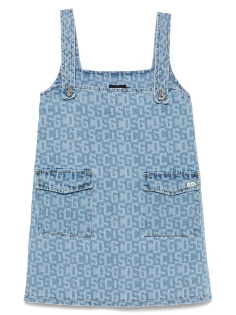 GCDS monogram-print denim mini dress - Blue - zdjęcie produktu nr 1