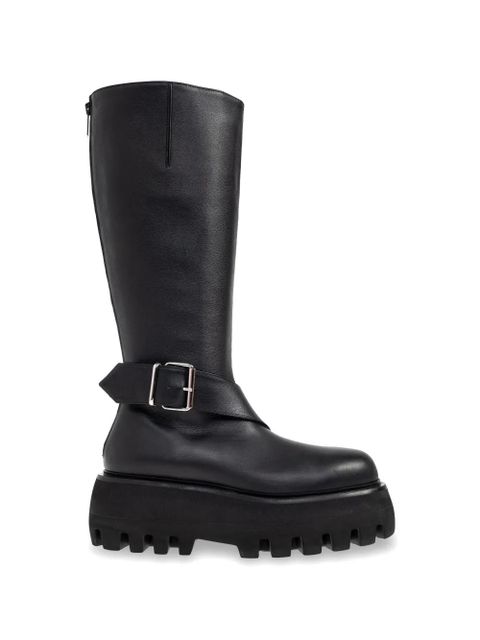 Alexander McQueen buckle platform leather biker boots - Black - zdjęcie produktu nr 1